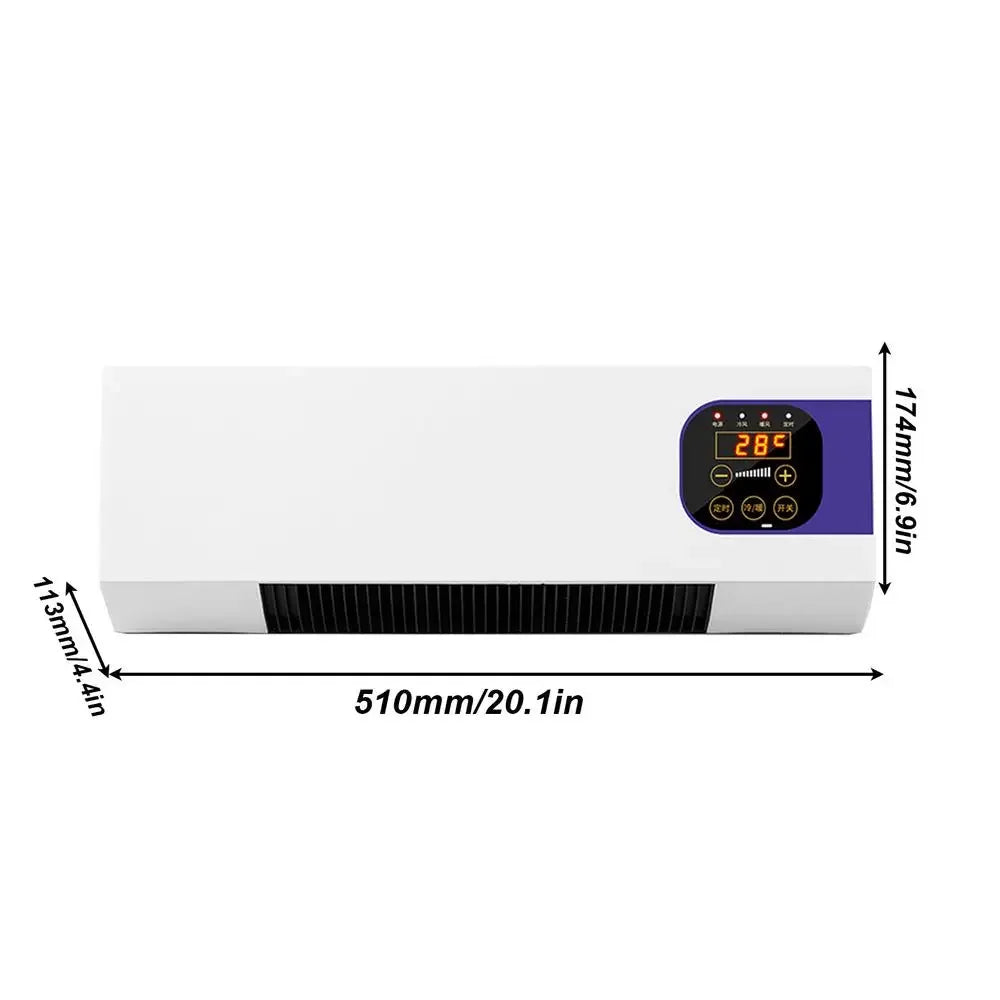 Climatiseur mural portable 2000W, double usage, refroidissement et chauffage, avec télécommande pour chambre à coucher et bureau