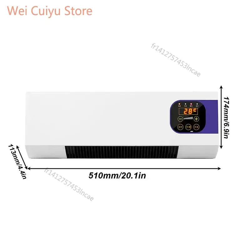Climatiseur mural portable 2000W, double usage, refroidissement et chauffage, avec télécommande pour chambre à coucher et bureau